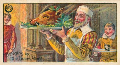 Przynoszenie głowy dzika (chromolitho) autorstwa English School