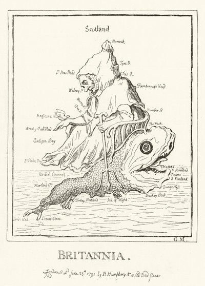 Britannia, mapa Anglii (rycina) autorstwa English School