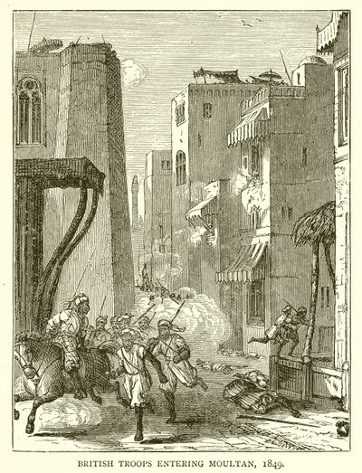 Wojska brytyjskie wkraczające do Moultan, 1849 autorstwa English School
