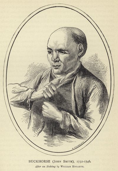Buckhorse, John Smith, 1732-1746, według akwaforty Williama Hogartha autorstwa English School