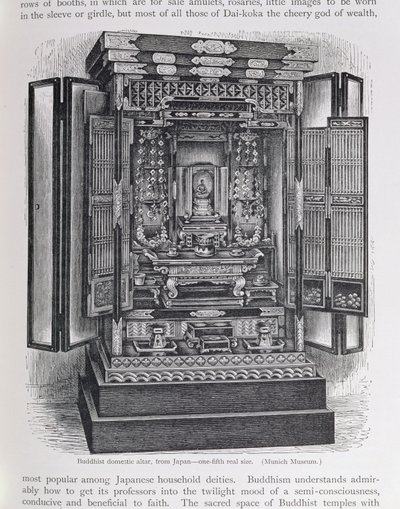 Buddyjski ołtarz domowy, z „Historii ludzkości”, t. III, autorstwa prof. Friedricha Ratzela, 1898 autorstwa English School
