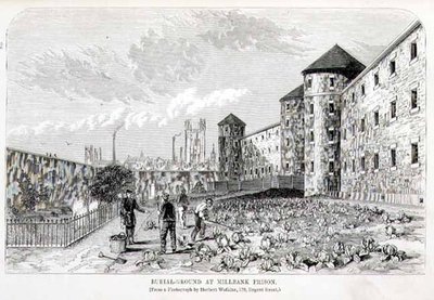 Miejsce pochówku w więzieniu Millbank, z „The Criminal Prisons of London and Scenes of Prison Life” Henry
