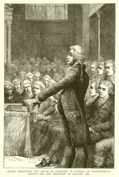 Burke zwracając się do Izby Gmin, na poparcie wniosku Wilberforce