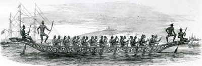 Birmańska łódź wojenna, zaczerpnięta z The London Illustrated News, 1852 autorstwa English School