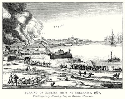 Spalenie angielskich statków w Sheerness autorstwa English School