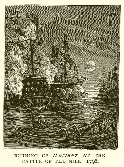 Spalenie LOrientu w bitwie nad Nilem, 1798 autorstwa English School
