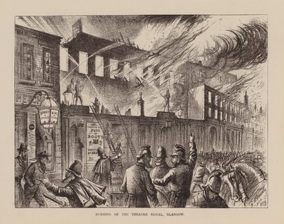 Spalenie Theatre Royal w Glasgow (rycina) autorstwa English School