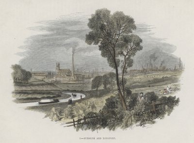Burslem i Longport, Staffordshire (kolorowy grawerunek) autorstwa English School