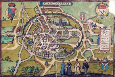 CCA-PRINDRAW/3/A/1 Mapa Canterbury, c1588 autorstwa English School
