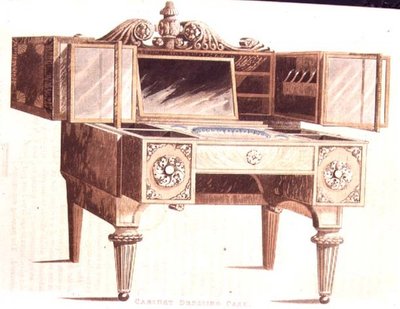 Szafka na ubrania, tabliczka 136 z „Repozytorium Sztuki, Literatury, Handlu, Manufaktur, Mody i Polityki” Ackermanna, opublikowana w 1824 r. (kolor lito) autorstwa English School