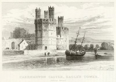 Zamek Caernarvon, Wieża Orła, Północna Walia (rycina) autorstwa English School