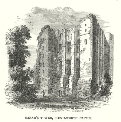 Wieża Cezara, Zamek Kenilworth (rycina) autorstwa English School