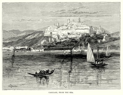 Cagliari od strony morza (rycina) autorstwa English School