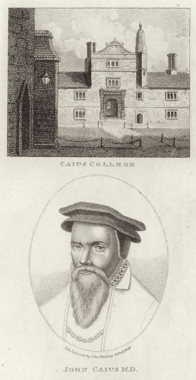 Caius College i portret Jana Caiusa autorstwa English School