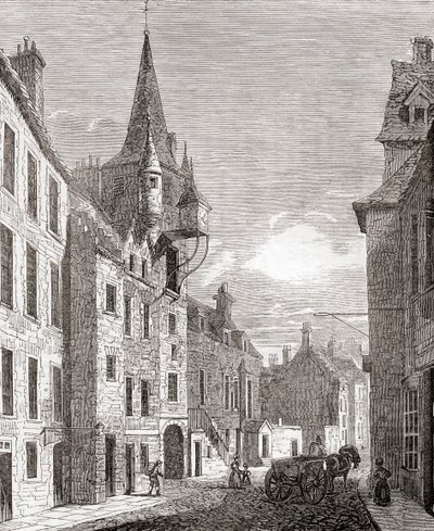 Więzienie Canongate, Edynburg, Szkocja, ze Starej Anglii: A Pictorial Museum, wyd. 1847 autorstwa English School