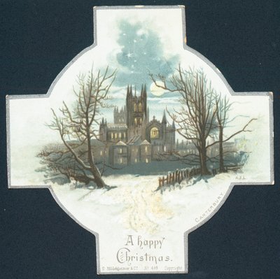 Katedra w Canterbury, kartka bożonarodzeniowa autorstwa English School