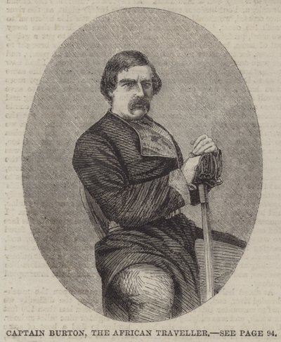 Kapitan Burton, afrykański podróżnik (grafika) autorstwa English School
