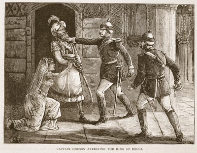 Kapitan Hodson aresztujący króla Delhi, ilustracja z Cassells Illustrated History of England autorstwa English School