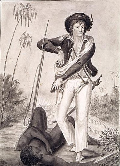 Kapitan John Gabriel Stedman (1744-97), ok. 1800 r. (ołówek i pranie na papierze) (zdjęcie czarno-białe) autorstwa English School