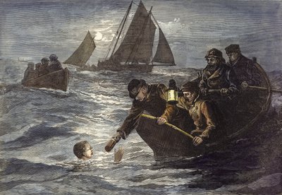 Kapitan Webbs próbuje przepłynąć kanał La Manche, Hot Coffee by Moonlight autorstwa English School