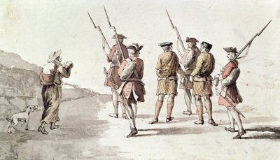 Captura do Rebelde, Simon Fraser, Lord Lovat (1667?-1747) (aquarela sobre papel)polonês autorstwa English School