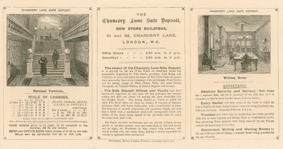 Karta reklamująca sejf na Chancery Lane, 61-62 Chancery Lane, Londyn autorstwa English School