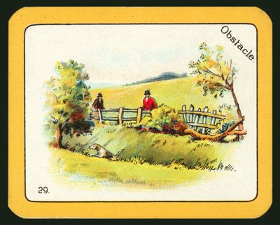 Karta z gry wyścigowej The Black Cat Greyhound Racing Game (kolorowa litografia) autorstwa English School