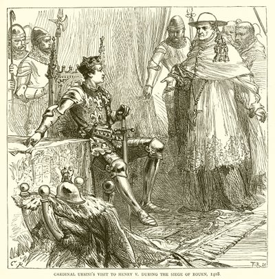 Wizyta kardynała Ursinisa u Henryka V podczas oblężenia Rouen, 1418 autorstwa English School