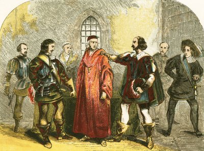 Kardynał Wolsey aresztowany za zdradę stanu autorstwa English School