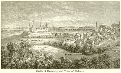 Zamek Kronborg i miasto Elsinore autorstwa English School