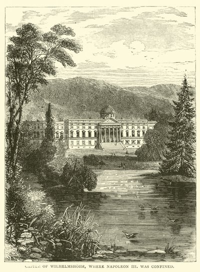 Zamek Wilhelmshohe, w którym więziony był Napoleon III autorstwa English School