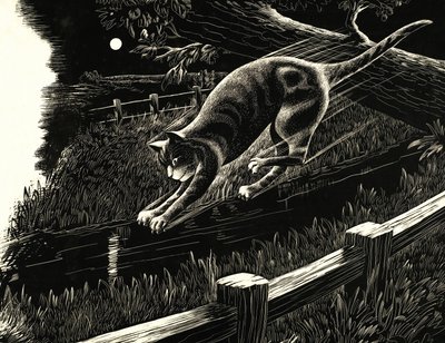 Kot skaczący z gałęzi autorstwa English School