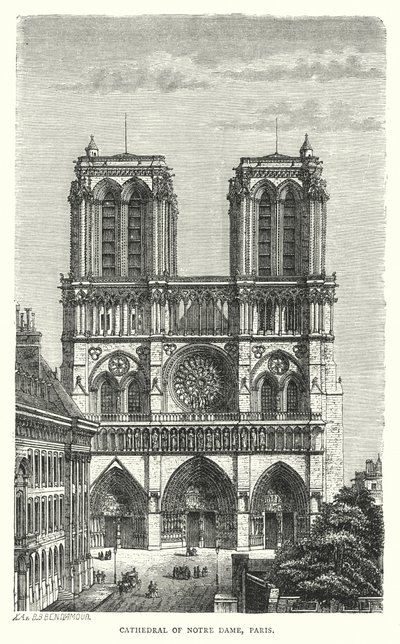 Katedra Notre Dame w Paryżu (rycina) autorstwa English School