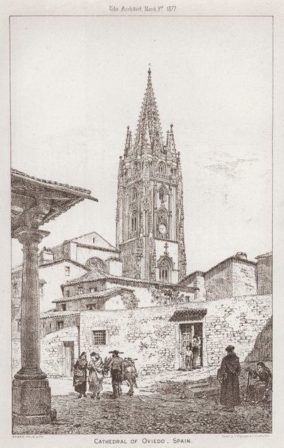 Katedra w Oviedo, Hiszpania (rycina) autorstwa English School