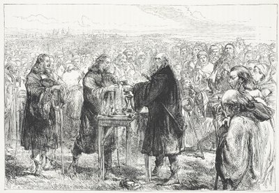 Odprawienie Eucharystii przez husytów na polu pod Pragą, ilustracja z Historii protestantyzmu Jamesa Aitkena Wyliego (1808-1890), wyd. 1878 autorstwa English School