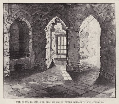 Cela w Tower of London, w której w 1554 r. była więziona przyszła królowa Elżbieta I za panowania jej przyrodniej siostry Marii I (lito) autorstwa English School