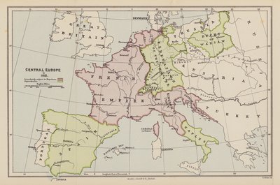 Europa Środkowa w 1812 roku (kolorowa litografia) autorstwa English School