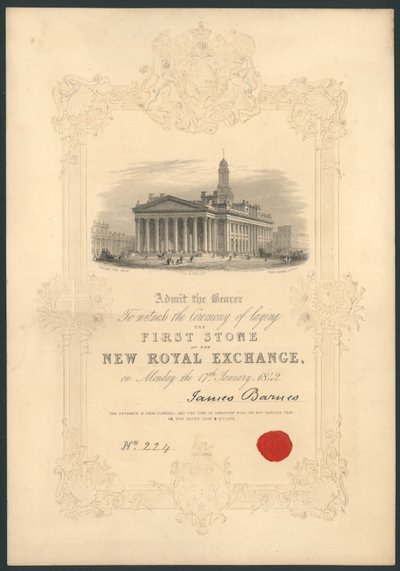 Ceremonia wmurowania pierwszego kamienia na Nowej Królewskiej Giełdzie w Londynie 17 stycznia 1842 r autorstwa English School