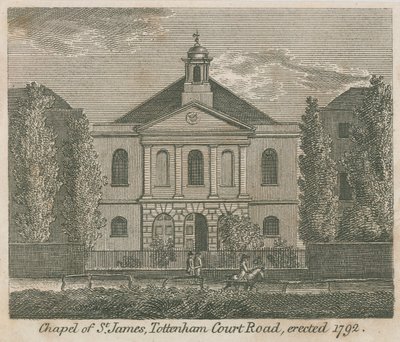 Kaplica św. Jakuba, Tottenham Court Road, Londyn, wzniesiona 1792 autorstwa English School