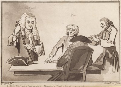 Postacie, które bywały w Buttons Coffee House około roku 1720: Dr Garth, Pope autorstwa English School