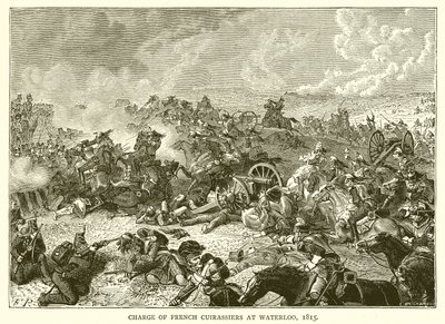 Szarża francuskich kirasjerów pod Waterloo, 1815 autorstwa English School