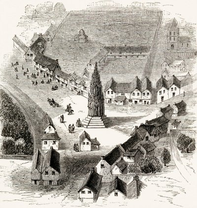 Charing Cross, Londyn, XVI w., ok. 1865 (drewno) autorstwa English School