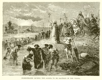 Karol Wielki doprowadził Sasów do chrztu na Zachodzie autorstwa English School