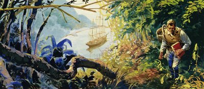 Charles Darwin był na pokładzie HMS Beagle, gdy leciał badać wybrzeże Ameryki Południowej autorstwa English School
