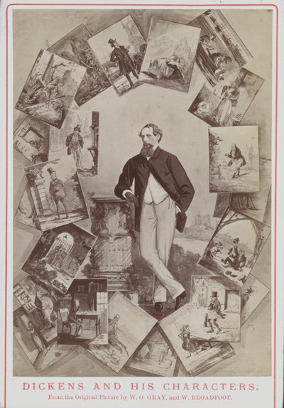 Charles Dickens i jego postacie, z oryginalnego obrazu WO Graya i W Broadfoota autorstwa English School
