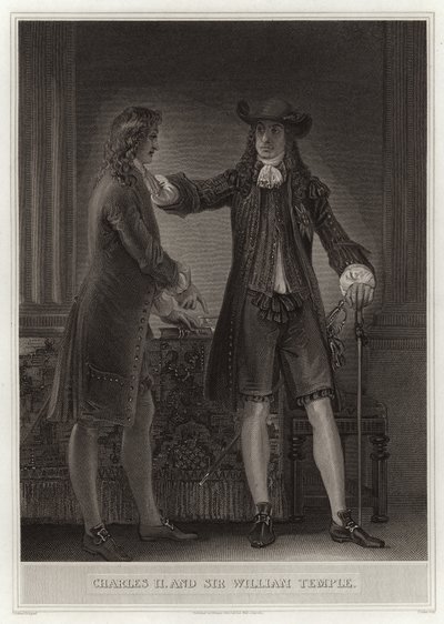 Karol II i Sir William Temple autorstwa English School
