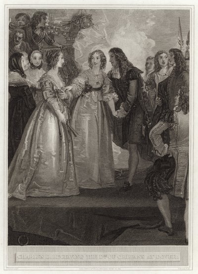 Karol II otrzymujący księżną Orleanu w Dover autorstwa English School