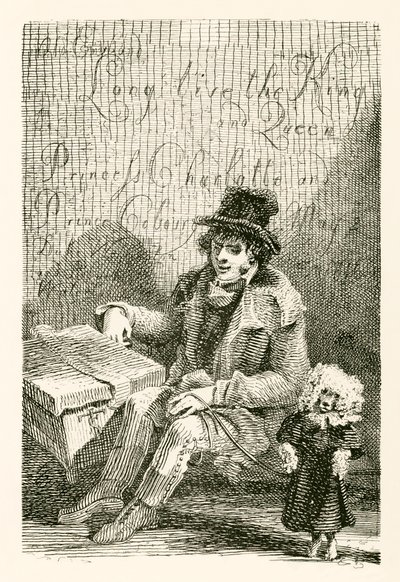 Charles Wood, niewidomy mężczyzna, z organami i tańczącym psem autorstwa English School