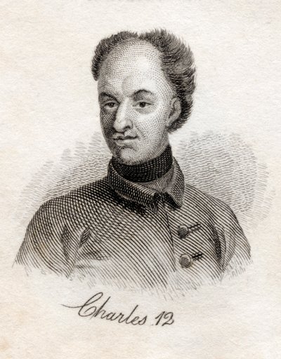 Karol XII, król Szwecji, z Crabbs Historical Dictionary, opublikowany w 1825 r. autorstwa English School