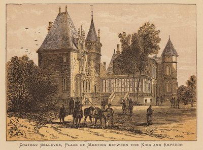 Chateau Bellevue, miejsce spotkania króla i cesarza (kolorowa rycina) autorstwa English School
